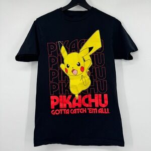 Pokemon Pikachu Gotta Catch Em All Graphic T-Shirt Black Small